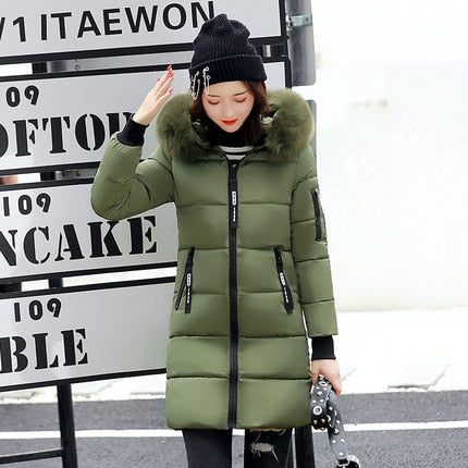 Winter Jacket Women 2019 Fashion Fur Hooded Quilted winter coat women Warm Down Cotton Parka female jackets Plus Size YG228