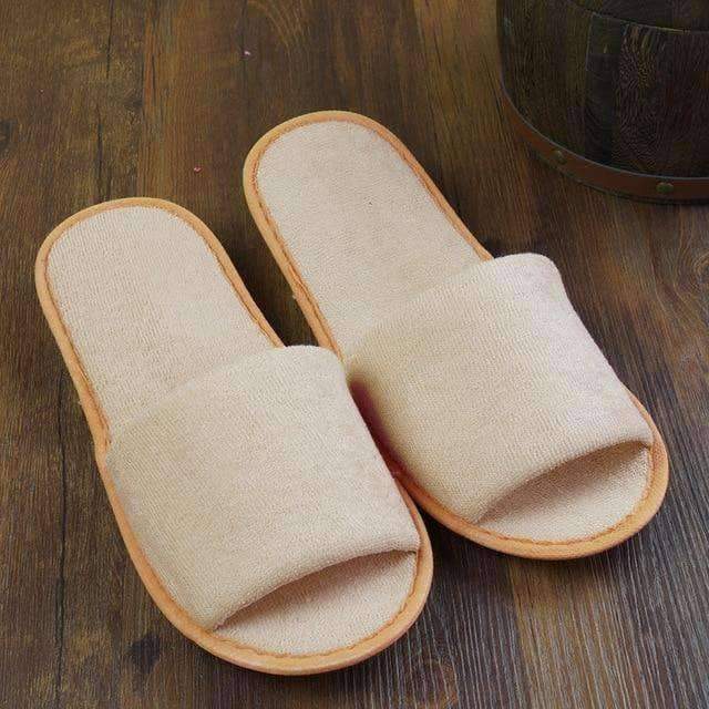 1 pair Foldable Home Hotel Breathable Slippers SPA Travel Salon Wear With Storage Cotton Cloth Travel Accessories - foodandtravelers