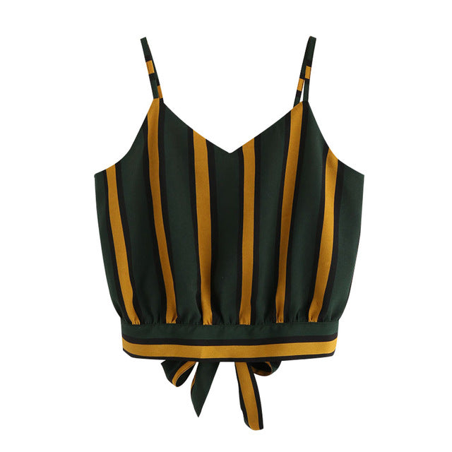 Fashion Women Vest Chiffon Camisole Sleeveless Sling Stripe Floral Tops Solid Pearl Beading Camis Tanks Crop Female Streetwear - foodandtravelers