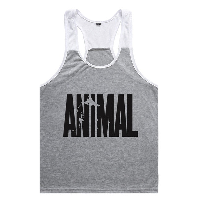 New Printed Animal Letter Gyms 2018 Mens Tank Tops Sleeveless Tanktops Bodybuilding Fitness Men's Gyms Singlets Workout Clothes - foodandtravelers