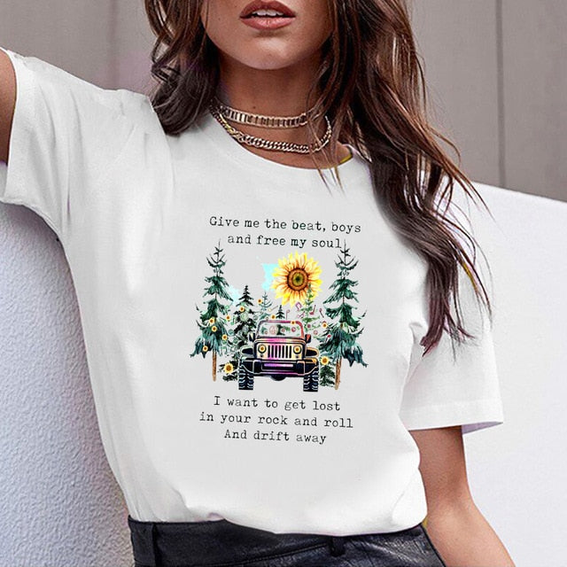 Women Clothes Print No Wander Lost Travel Print Summer Tshirt Printed Women Shirt T Female T-shirt  Top Casual Woman Tee