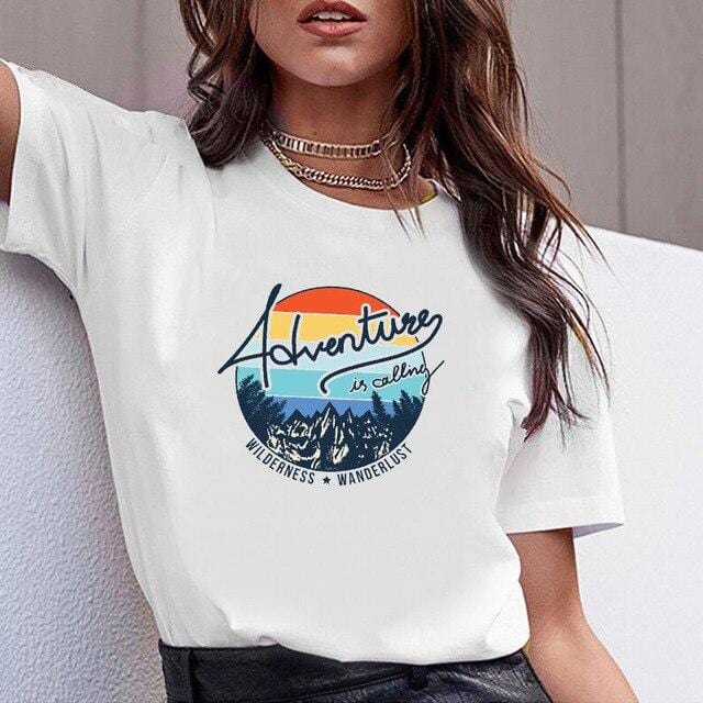 Women Clothes Print No Wander Lost Travel Print Summer Tshirt Printed Women Shirt T Female T-shirt  Top Casual Woman Tee