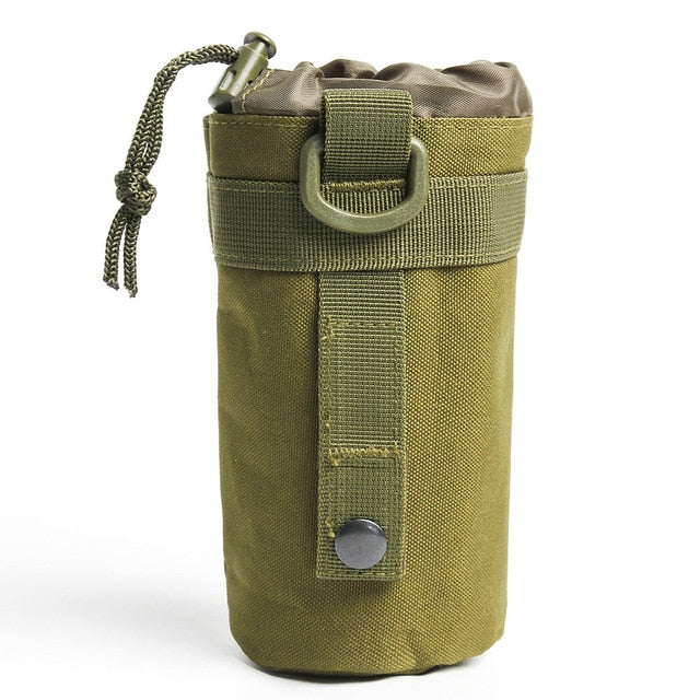 Outdoor Military Molle Pouch Camping Water Bottle Bag Open Top Survival Kettle Holder 600D Polyester Waterproof Travel Kits - foodandtravelers