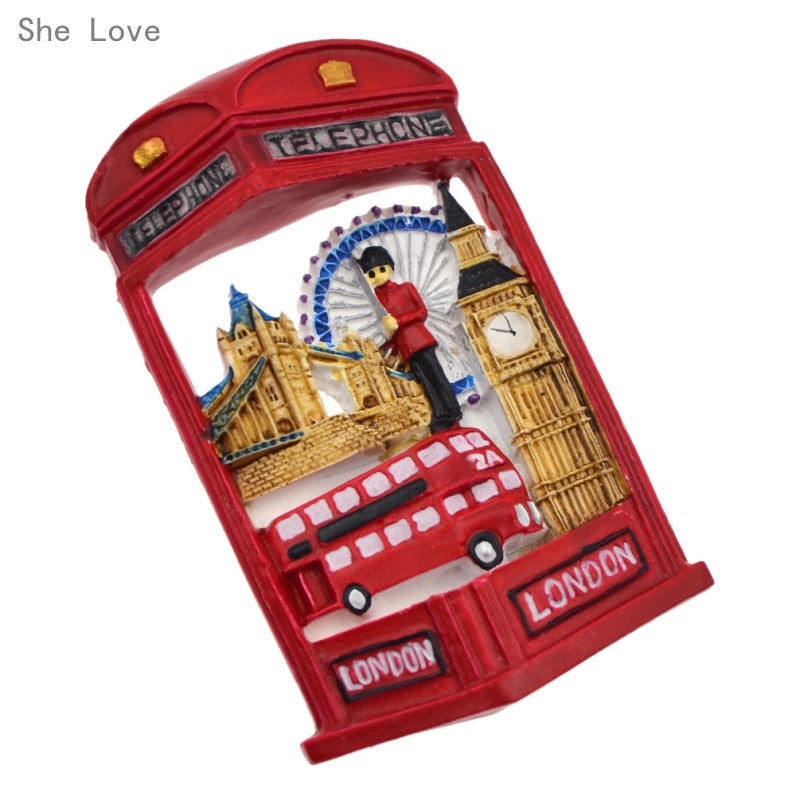 She Love 3D Red Resin Travel London Bridge United Kingdom Fridge Magnet Big Ben Souvenir Home Decoration