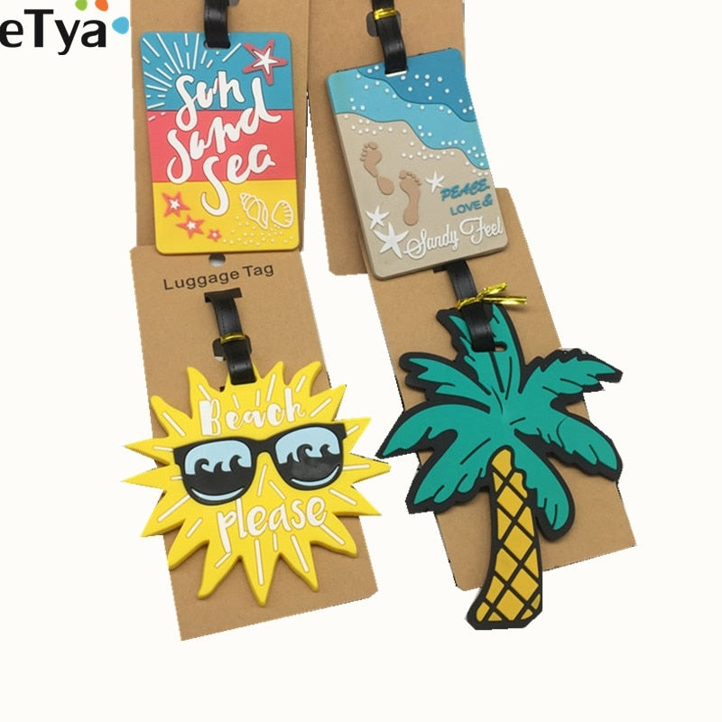 eTya Luggage Tag Silicone Cartoon Cute Fruits Food Beach Style Suitcase Tags Name Address Holder Baggage Boarding Tags Label - foodandtravelers