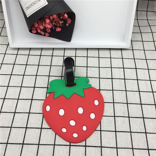 eTya Luggage Tag Silicone Cartoon Cute Fruits Food Beach Style Suitcase Tags Name Address Holder Baggage Boarding Tags Label - foodandtravelers