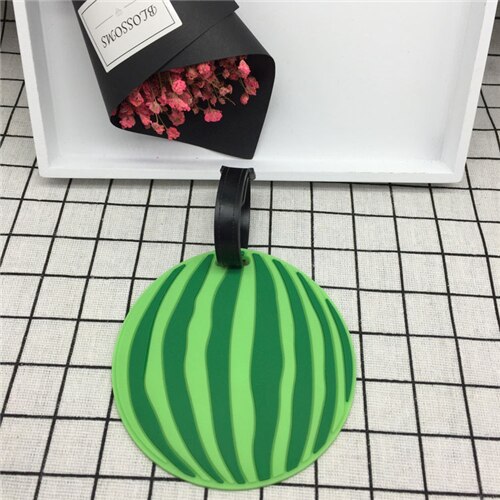 eTya Luggage Tag Silicone Cartoon Cute Fruits Food Beach Style Suitcase Tags Name Address Holder Baggage Boarding Tags Label - foodandtravelers