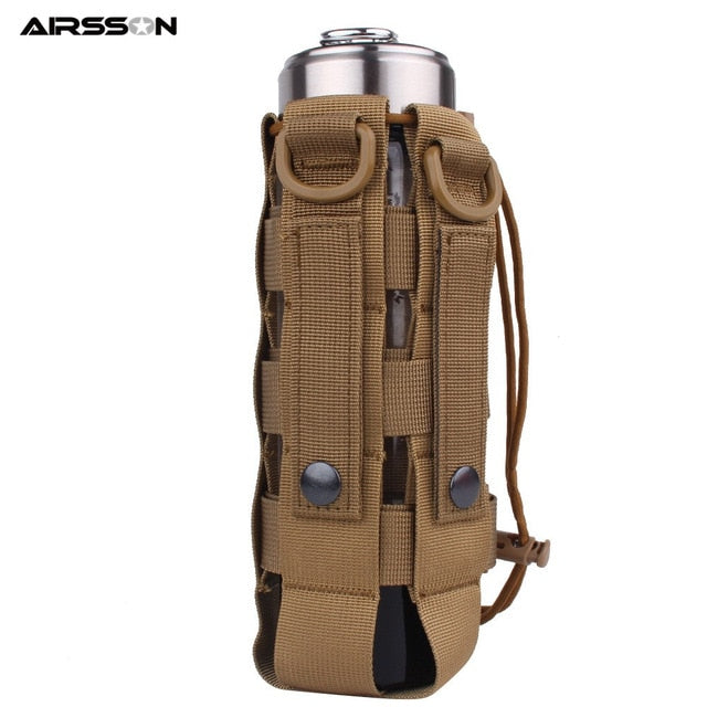 Outdoor Military Molle Pouch Camping Water Bottle Bag Open Top Survival Kettle Holder 600D Polyester Waterproof Travel Kits - foodandtravelers