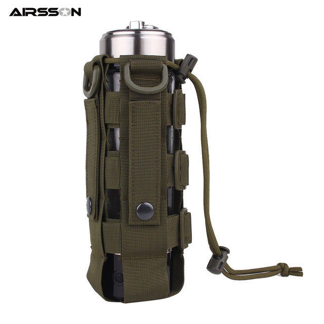 Outdoor Military Molle Pouch Camping Water Bottle Bag Open Top Survival Kettle Holder 600D Polyester Waterproof Travel Kits - foodandtravelers