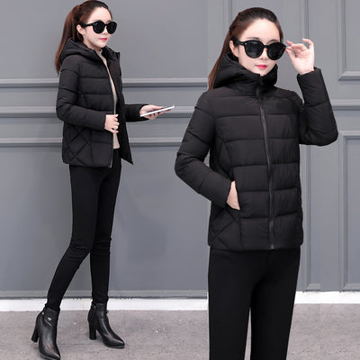 2019 Women New Down cotton Winter Hooded Jacket Coat Warm Loose Short Outerwear Casual Female Bread clothing Cotton Basic Coats - foodandtravelers