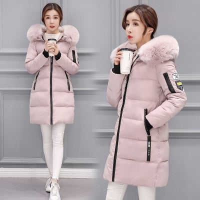 Winter Jacket Women 2019  Fashion  Fur Hooded Quilted winter coat women Warm Down Cotton Parka female jackets Plus Size YG228