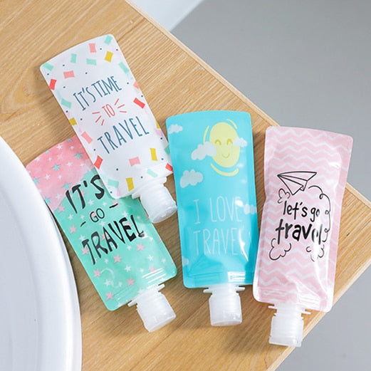 Cute Portable Travel Folding Dispensing Bag Shower Shampoo Bottle Facial Cleanser Liquid Storage Bag Dropshipping 1 Pcs - foodandtravelers