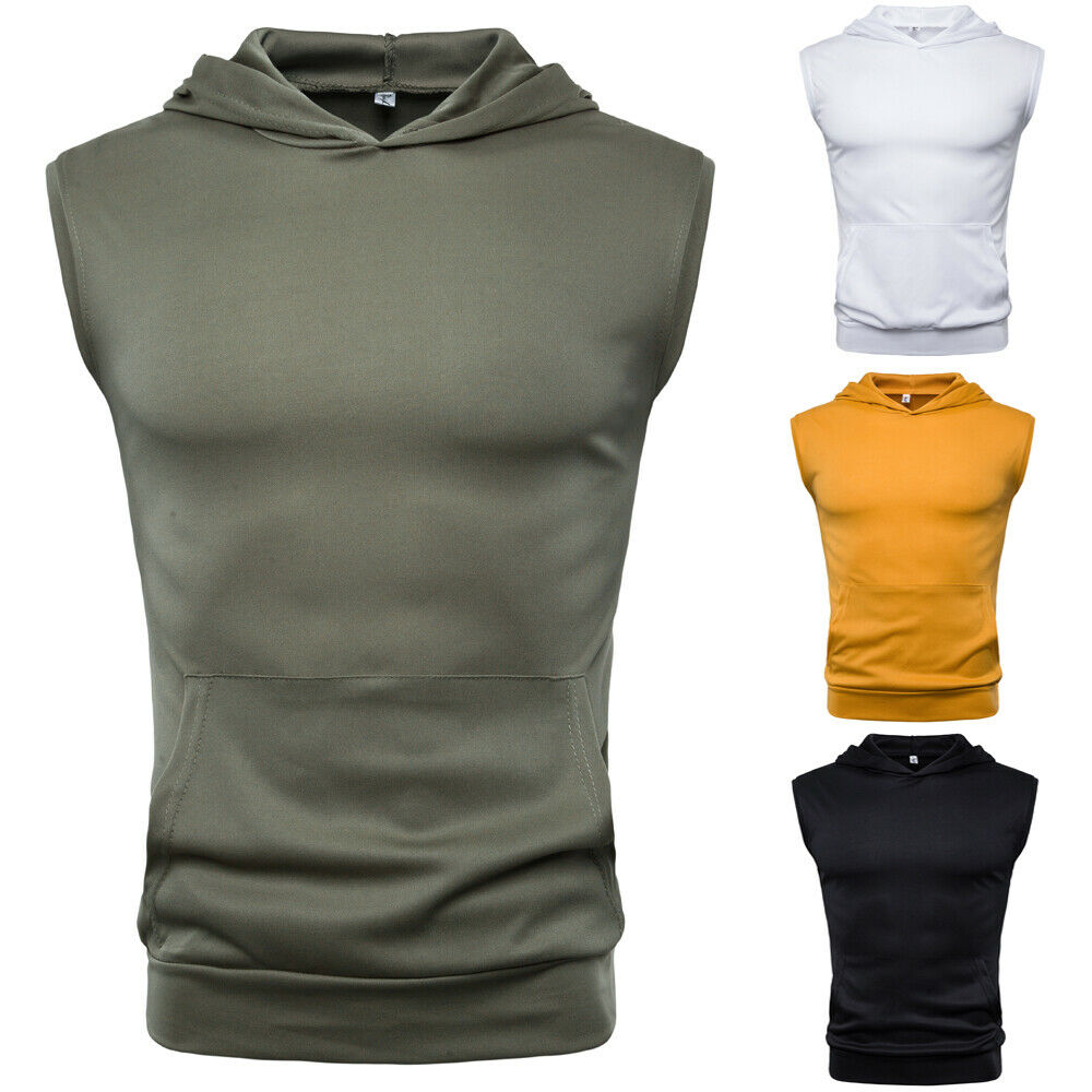 Mens Muscle Hoodie Tank Tops Sleeveless Bodybuilding Gym Workout Fitness Shirts Vest  Masculina Tops Men's Clothing - foodandtravelers