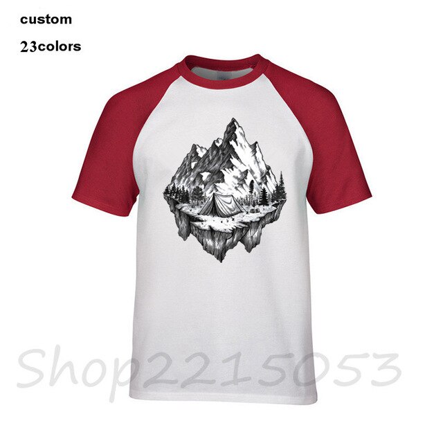 mountain calling travel Happy camper Summer Print Men MTB TShirts Hiker Rock Climbing T-SHIRTs Gift Birthday funny male t shirts - foodandtravelers