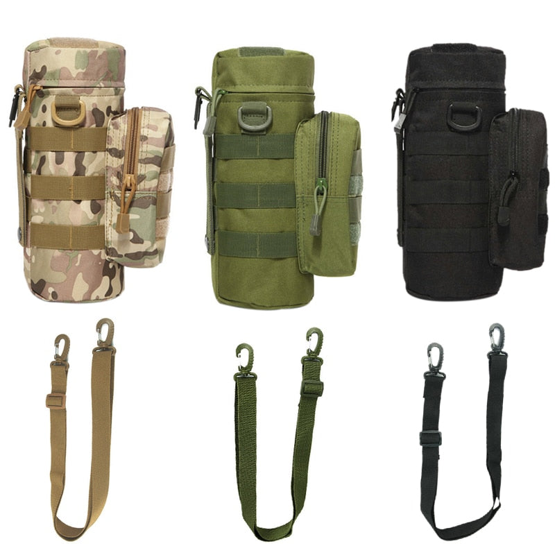 Outdoor Military MOLLE Tactical Zip Water Bottle Kettle Shoulder Sling Strap Holder Bag Pouch for Travel Camping - foodandtravelers