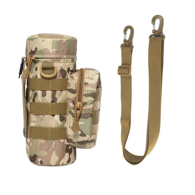 Outdoor Military MOLLE Tactical Zip Water Bottle Kettle Shoulder Sling Strap Holder Bag Pouch for Travel Camping - foodandtravelers