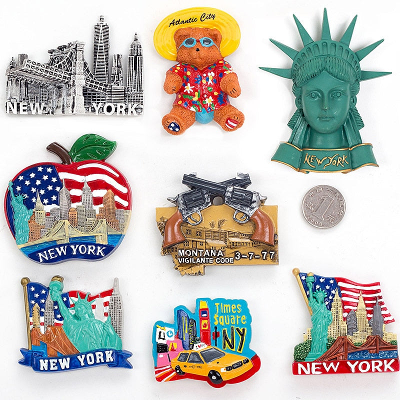 Handmade Painted NEW YORK 3D Resin Fridge Magnet Refrigerator Tourism Souvenir Collectibles Gift - foodandtravelers