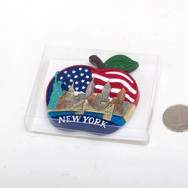 Handmade Painted NEW YORK 3D Resin Fridge Magnet Refrigerator Tourism Souvenir Collectibles Gift - foodandtravelers