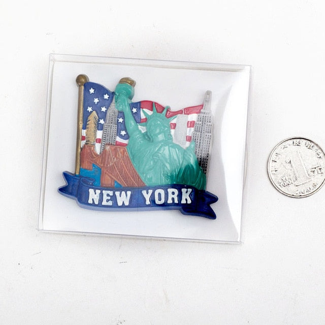 Handmade Painted NEW YORK 3D Resin Fridge Magnet Refrigerator Tourism Souvenir Collectibles Gift - foodandtravelers