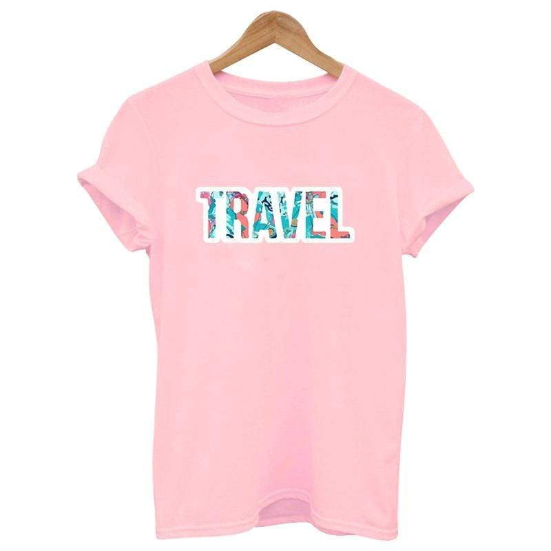 2019  travel vogue pink Print  t shirt Cotton Casual t shirt female Tops Tee Hipster Tumblr harajuku - foodandtravelers