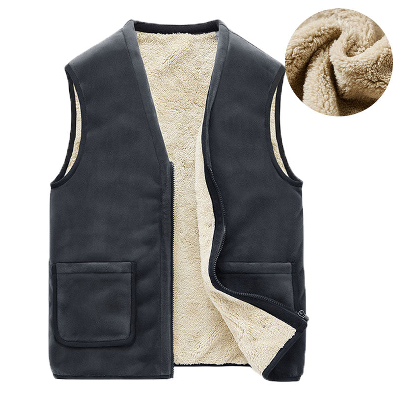 Autumn Winter Casual Sleeveless Jacket Men Warm Fleece Mens Vest Jacket 5XL Black Thick Sleeveless Men's Vest Gilet Chaleco - foodandtravelers