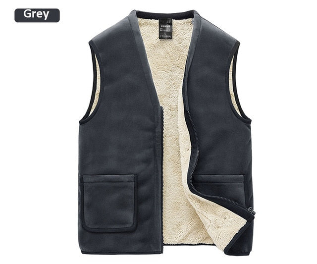 Autumn Winter Casual Sleeveless Jacket Men Warm Fleece Mens Vest Jacket 5XL Black Thick Sleeveless Men's Vest Gilet Chaleco - foodandtravelers