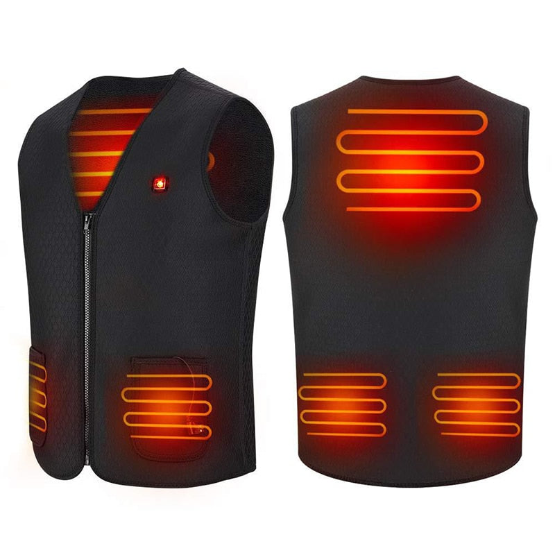 Men Women Electric Heating Vest Jacket Sleeveless Waistcoat USB Thermal Winter Warm Jacket Outerwear Male Heated Vest - foodandtravelers