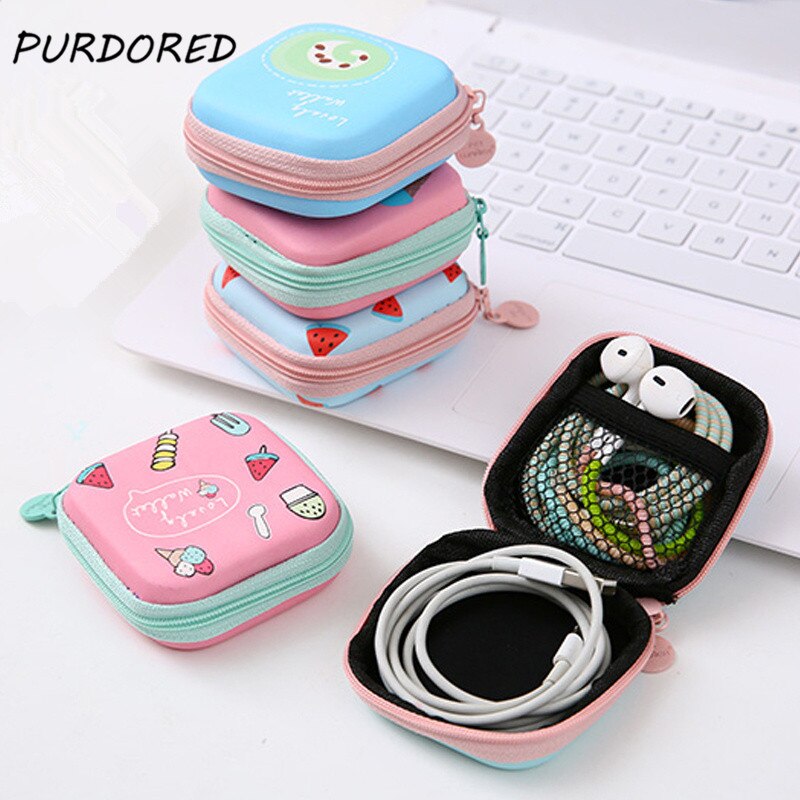 PURDORED 1 Pc Portable Mini Cartoon Earphone Organizer Bag  Pouch Digital USB Cable Packing  Bag Travel Accessorie organizadores - foodandtravelers