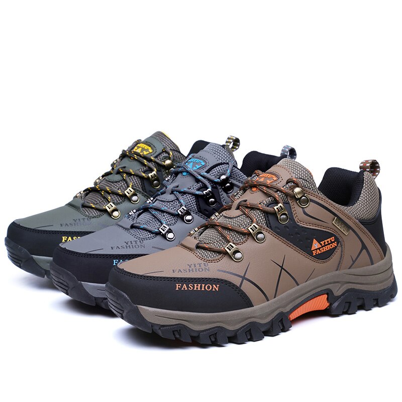 LION SCREAM Hiking Shoes Original Men Cow Leather Air Mesh Breathable Trip Durable Climb Trekking Adventure 3 Colors Sneakers 47 - foodandtravelers