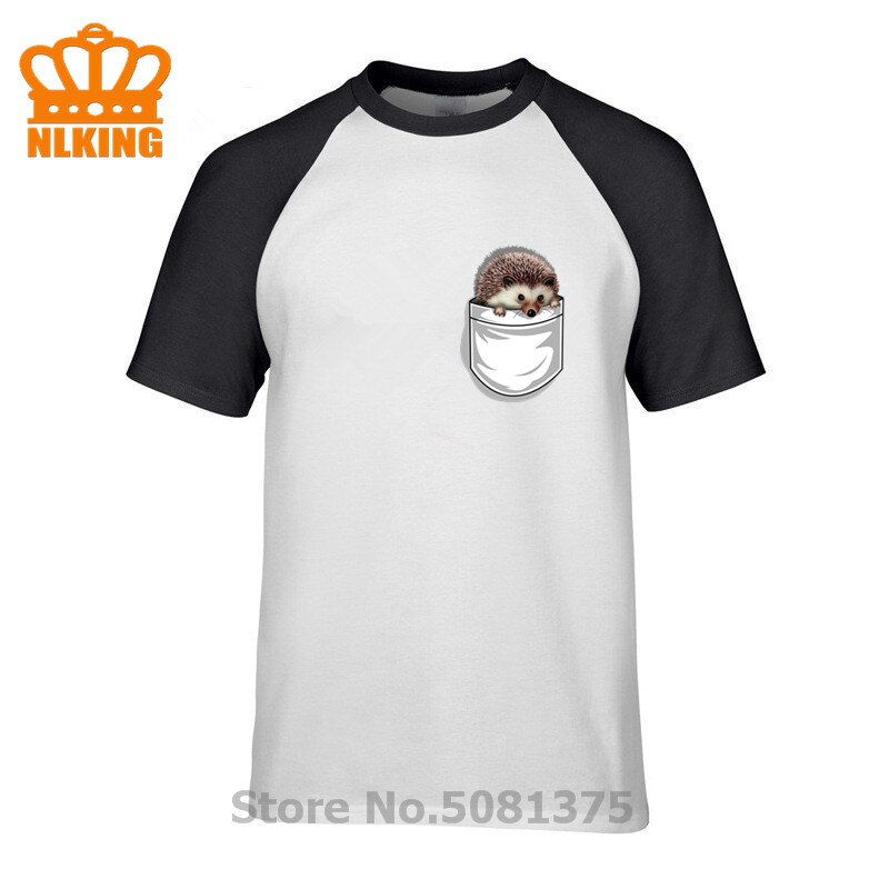 New Funny Hedgehog The Pocket Traveler Print T-Shirts Summer Male Tops Fashion Men T shirt Cute Fake Pocket In My Tees Boys Tops - foodandtravelers