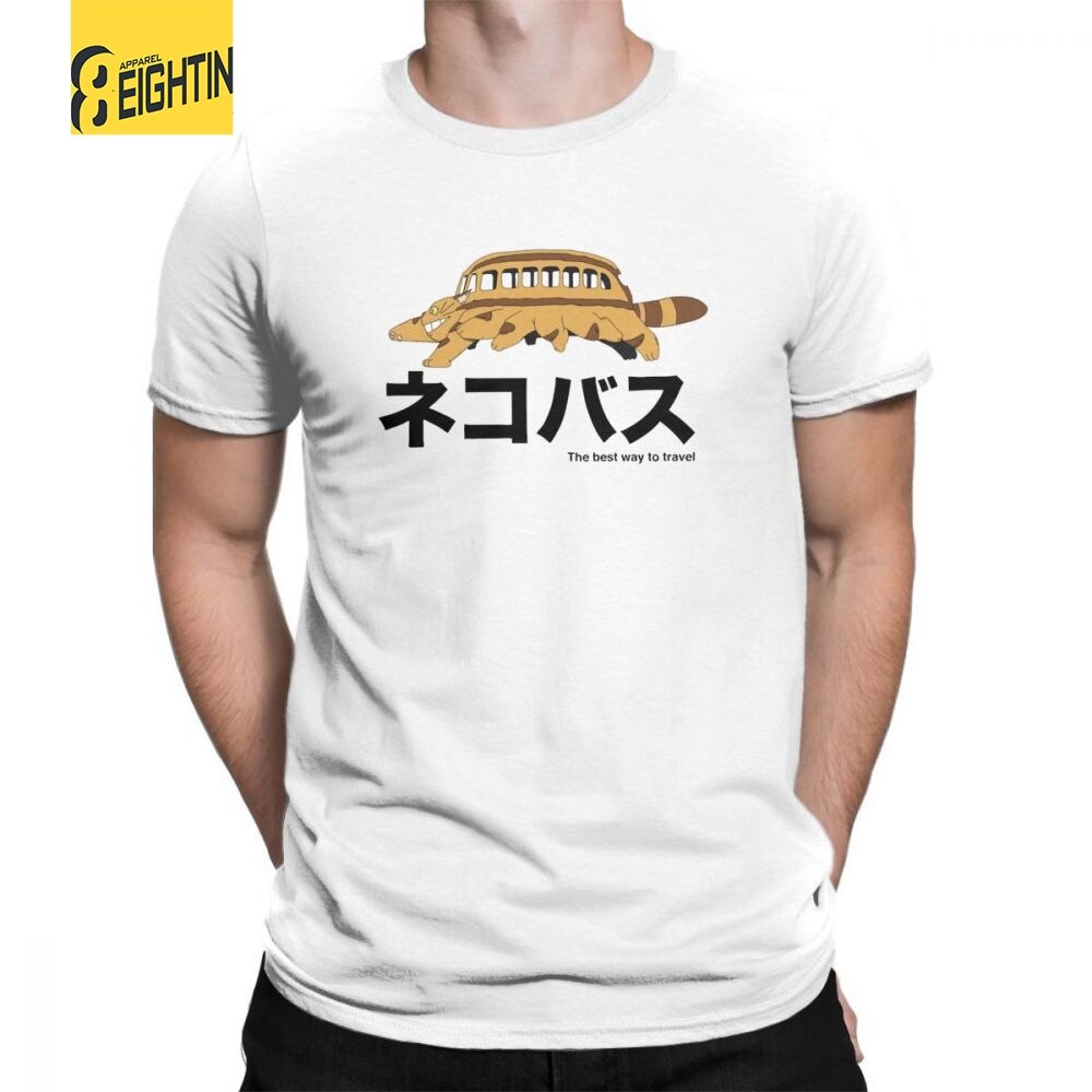 My Neighbor Totoro Catbus T Shirts Travel New Mens Short Sleeve Crew Neck AwesomeTee Shirts 100% Cotton T-Shirts Miyazaki Hayao - foodandtravelers