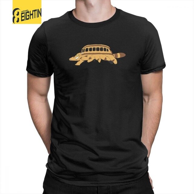 My Neighbor Totoro Catbus T Shirts Travel New Mens Short Sleeve Crew Neck AwesomeTee Shirts 100% Cotton T-Shirts Miyazaki Hayao - foodandtravelers