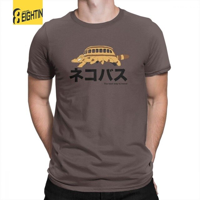 My Neighbor Totoro Catbus T Shirts Travel New Mens Short Sleeve Crew Neck AwesomeTee Shirts 100% Cotton T-Shirts Miyazaki Hayao - foodandtravelers