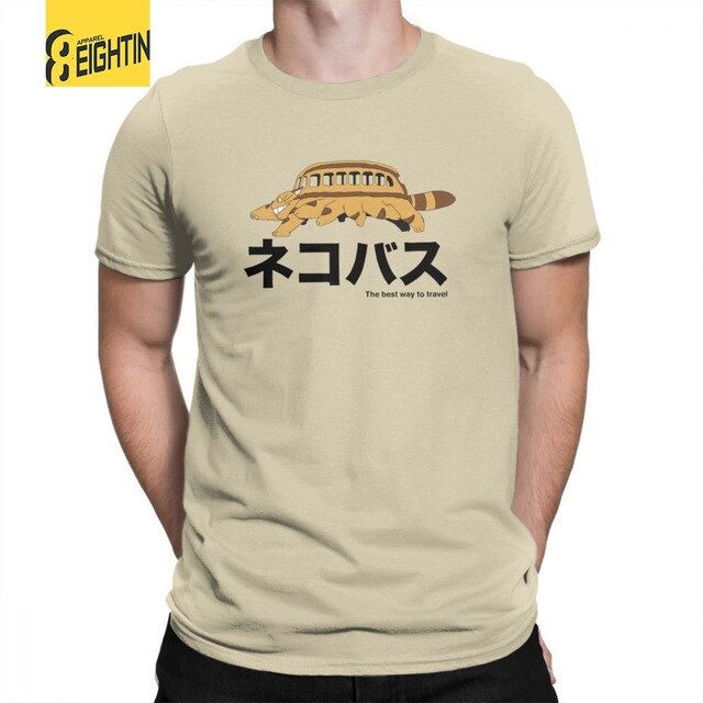 My Neighbor Totoro Catbus T Shirts Travel New Mens Short Sleeve Crew Neck AwesomeTee Shirts 100% Cotton T-Shirts Miyazaki Hayao - foodandtravelers