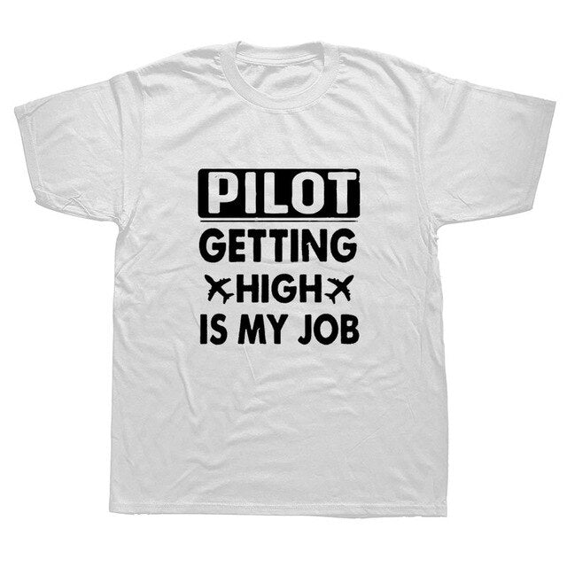 Summer Fashion Funny Airplane Mode On Travel T Shirt Men Short Sleeve Cotton Pilot Heartbeat Flying T-shirt