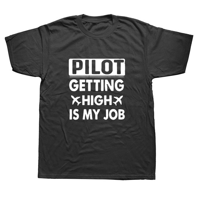 Summer Fashion Funny Airplane Mode On Travel T Shirt Men Short Sleeve Cotton Pilot Heartbeat Flying T-shirt