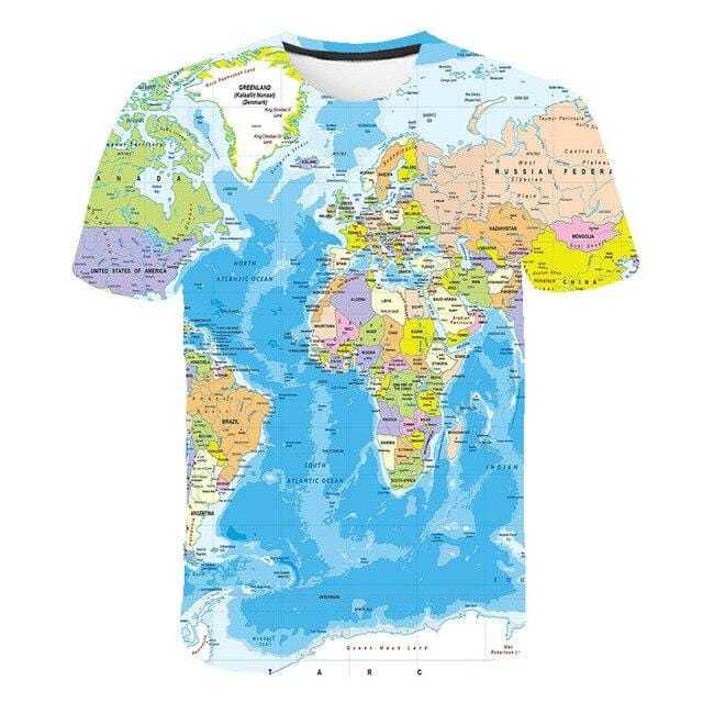 2019 new style Map Print t shirt Travel tshirt Men t-shirt 3D Top Tee Funny Short Sleeve Shirt 6XL Streetwear plus size PINSHUN - foodandtravelers