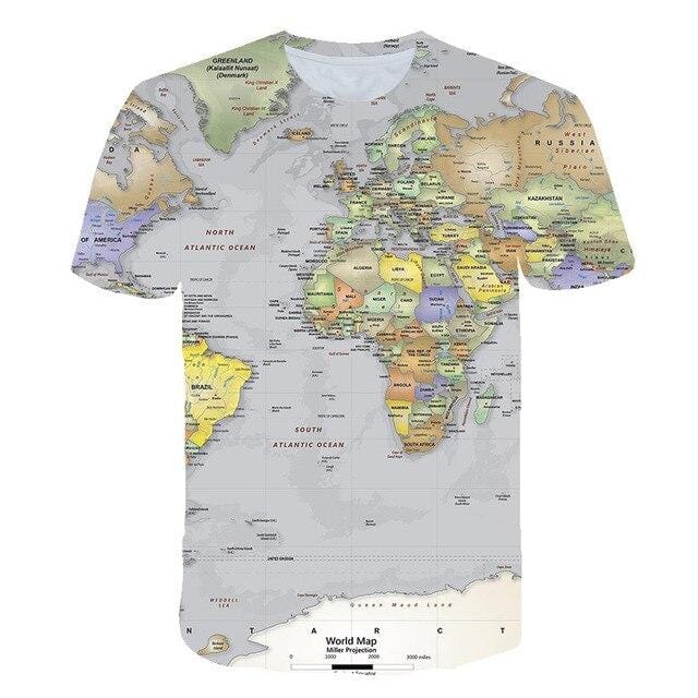 2019 new style Map Print t shirt Travel tshirt Men t-shirt 3D Top Tee Funny Short Sleeve Shirt 6XL Streetwear plus size PINSHUN - foodandtravelers