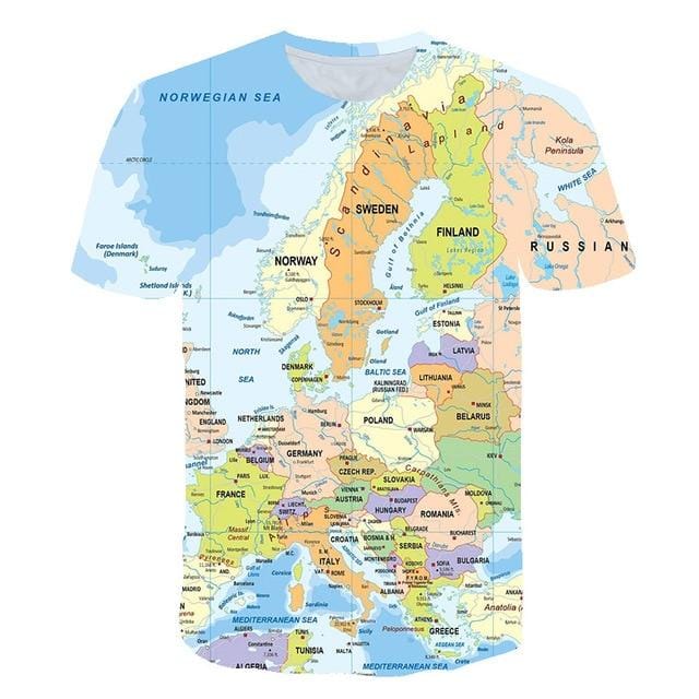 2019 new style Map Print t shirt Travel tshirt Men t-shirt 3D Top Tee Funny Short Sleeve Shirt 6XL Streetwear plus size PINSHUN - foodandtravelers