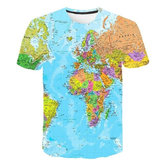 2019 new style Map Print t shirt Travel tshirt Men t-shirt 3D Top Tee Funny Short Sleeve Shirt 6XL Streetwear plus size PINSHUN - foodandtravelers