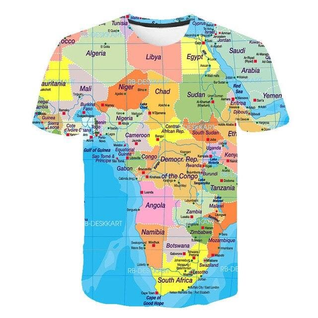 2019 new style Map Print t shirt Travel tshirt Men t-shirt 3D Top Tee Funny Short Sleeve Shirt 6XL Streetwear plus size PINSHUN - foodandtravelers