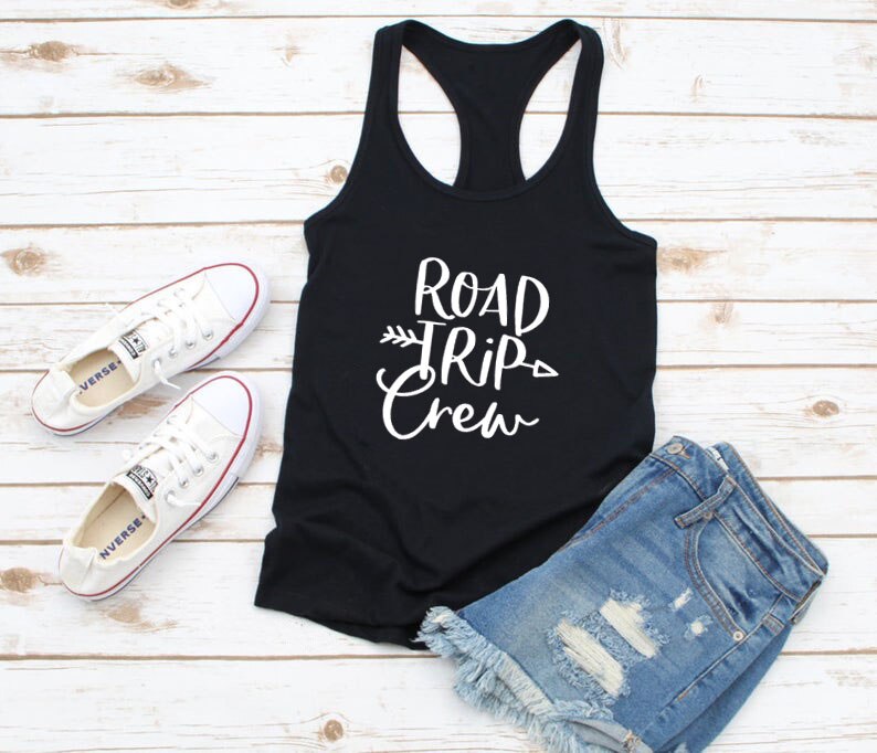 Vest Road Trip Crew Letter Graphic Summer Funny Women's Tank Tops Traveling Shirts Girl's Trip Shirts vacation tanks