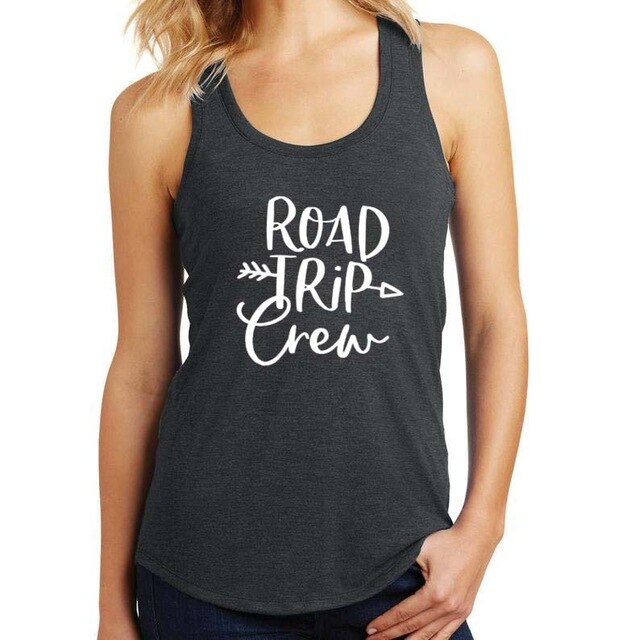 Vest Road Trip Crew Letter Graphic Summer Funny Women's Tank Tops Traveling Shirts Girl's Trip Shirts vacation tanks