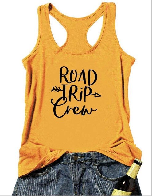 Vest Road Trip Crew Letter Graphic Summer Funny Women's Tank Tops Traveling Shirts Girl's Trip Shirts vacation tanks