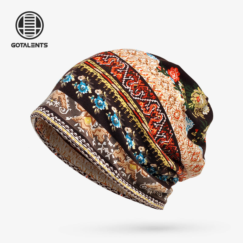 Beanies Cap Scarf Simple Style Printed Sunshade Breathable Elastic Cotton Hat Neck Warmer Shopping Hiking Travel Headwear - foodandtravelers