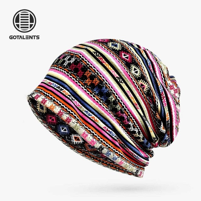 Beanies Cap Scarf Simple Style Printed Sunshade Breathable Elastic Cotton Hat Neck Warmer Shopping Hiking Travel Headwear - foodandtravelers