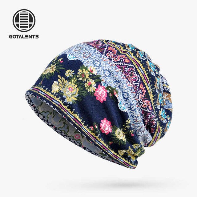 Beanies Cap Scarf Simple Style Printed Sunshade Breathable Elastic Cotton Hat Neck Warmer Shopping Hiking Travel Headwear - foodandtravelers