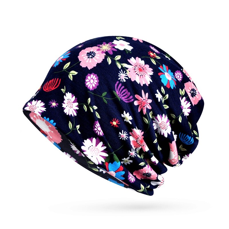 Fashion Women Outdoor Beanies Cap Scarf Floral Sunshade Breathable Warmer Hat Neck Outdoor Hiking Riding Beach Travel Headwear - foodandtravelers