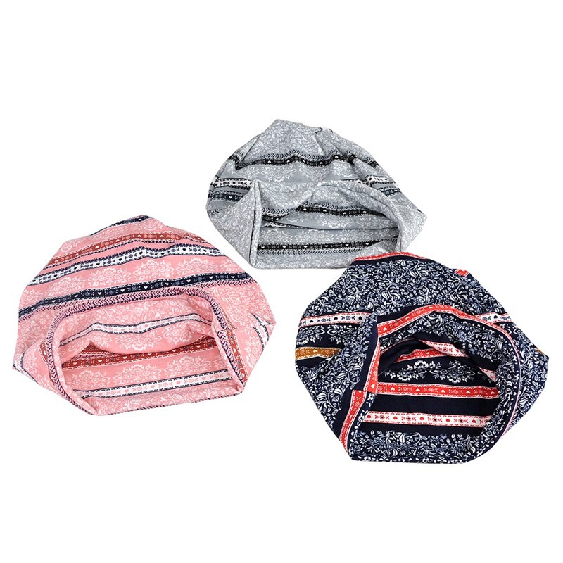 Elastic Windproof Beanies Cap Scarf Printed Sunshade Breathable Cotton Hat Neck Warmer Travel Headwear UV Protection Running Hat - foodandtravelers