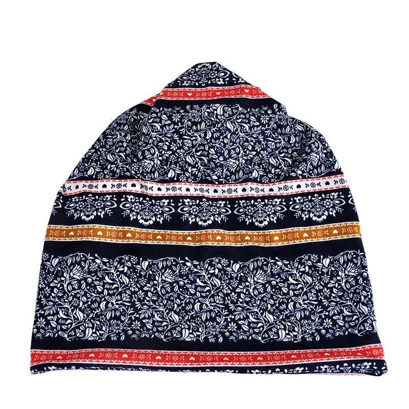 Sunshade Beanie Cap Breathable  Scarf Printed Elastic Windproof Cotton Hat Neck Warmer Travel Headwear Sunbath Washable